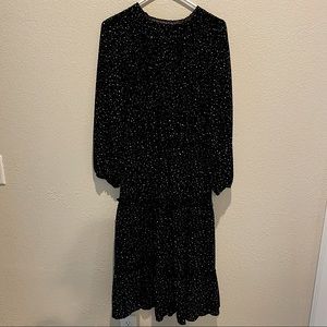Black mid length dress with white spots